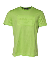 Dolce & Gabbana Green Embossed Logo Cotton Crew Neck T-shirt