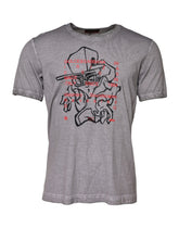 Dolce & Gabbana Gray Graphic Print Cotton Crew Neck T-shirt