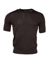 Dolce & Gabbana Brown Silk Crew Neck Short Sleeves T-shirt
