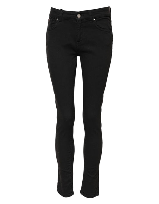 Dolce & Gabbana svarta bomulls skinny jeans med medelhög midja