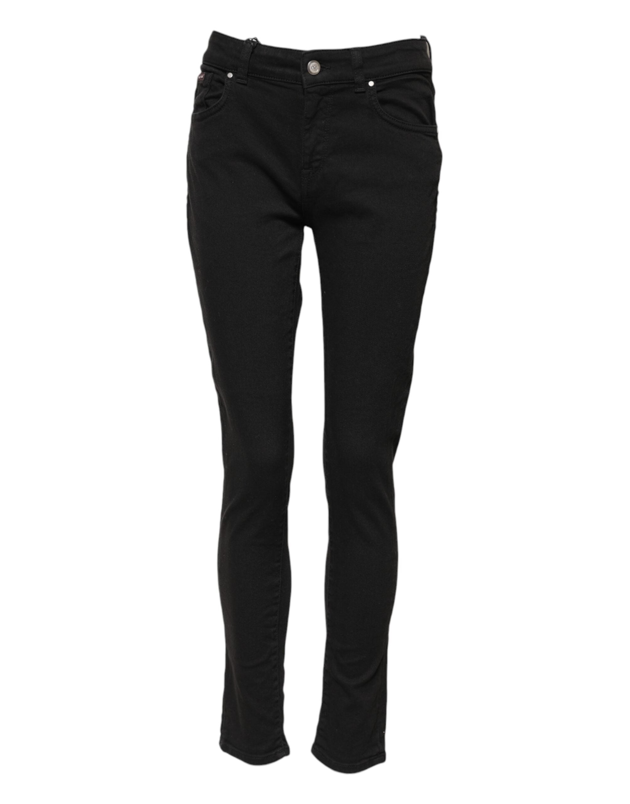 Svarta skinny jeans med medelhög midja i bomull