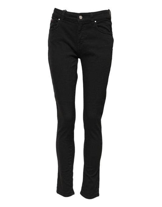 Dolce & Gabbana svarta bomulls skinny jeans med medelhög midja