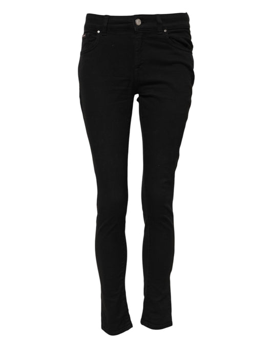 Dolce & Gabbana svarta bomulls skinny jeans med medelhög midja