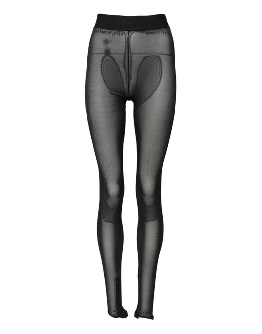 Dolce & Gabbana Svarta Nylonleggings Stretchbyxor