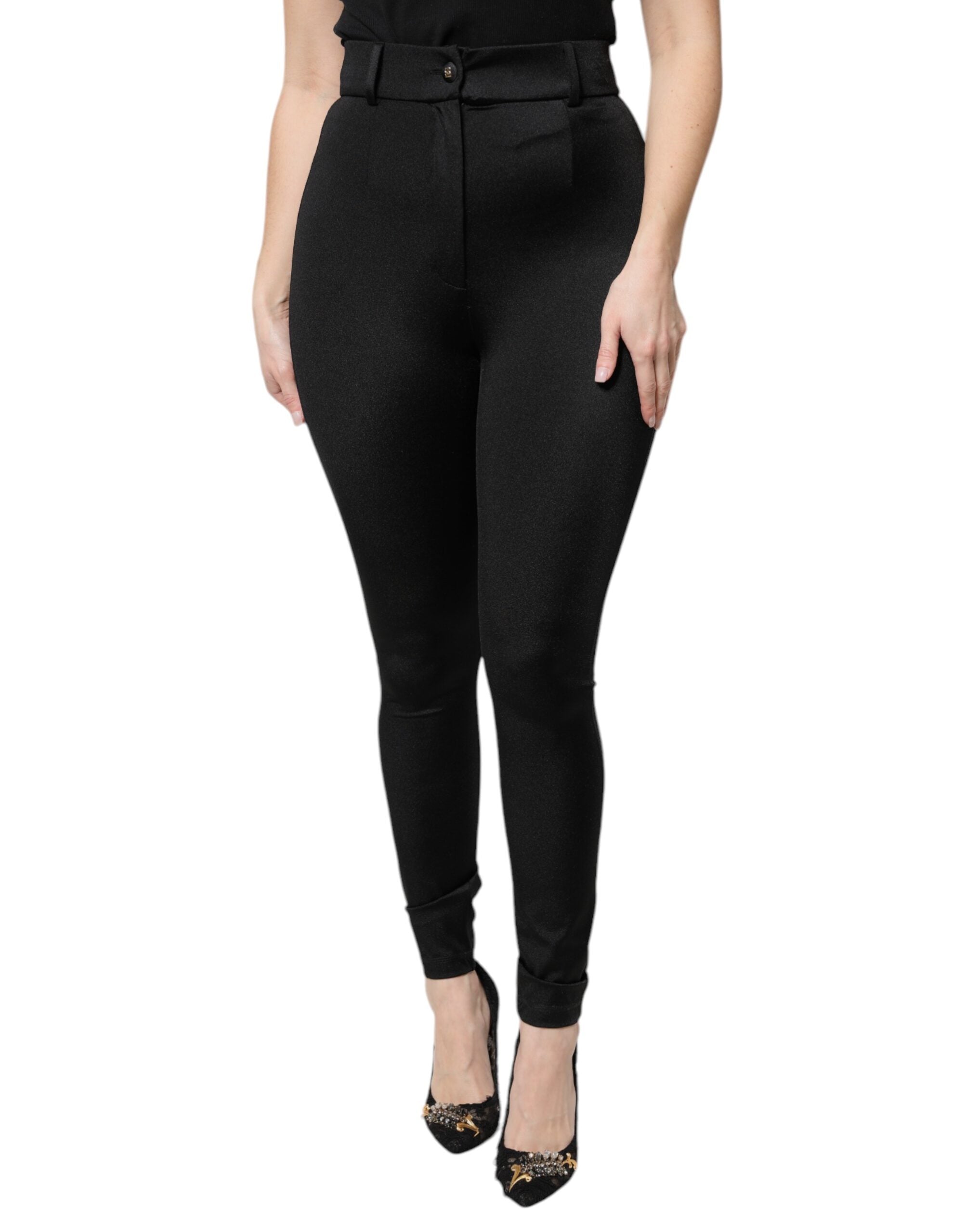 Svarte nylonleggings stretchbukser