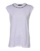 Dolce & Gabbana White Cotton Sleeveless Printed Tank T-shirt