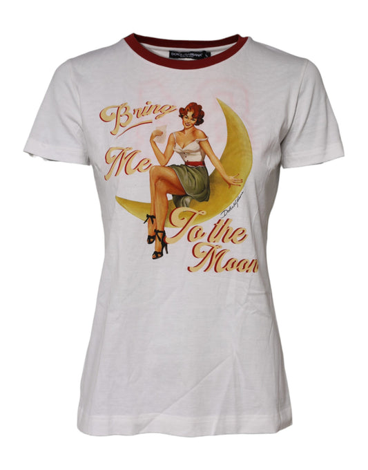 Dolce & Gabbana Vit Bring Me To The Moon Pin Up T-shirt Topp