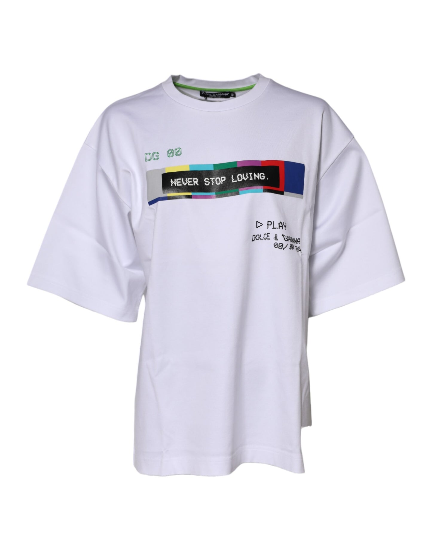Dolce & Gabbana Vit bomullsmönstrad t-shirt med korta ärmar