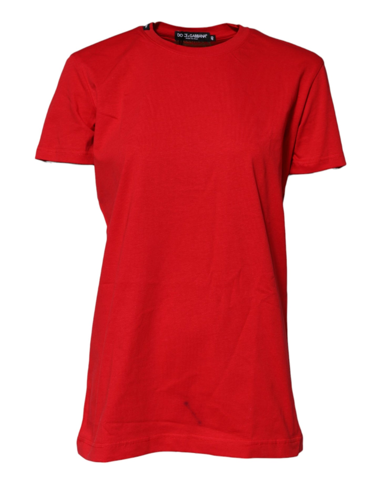 Dolce & Gabbana Röd bomulls-t-shirt med korta ärmar och rund halsringning