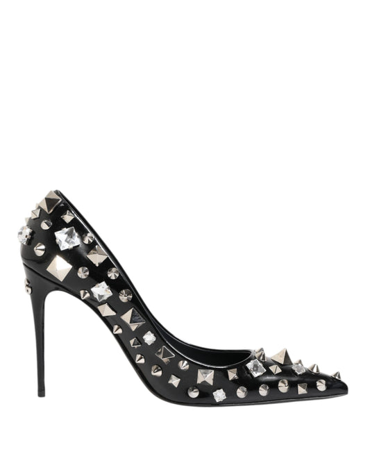 Dolce & Gabbana Svarta Kristaller Nitar Stilettpumps Skor
