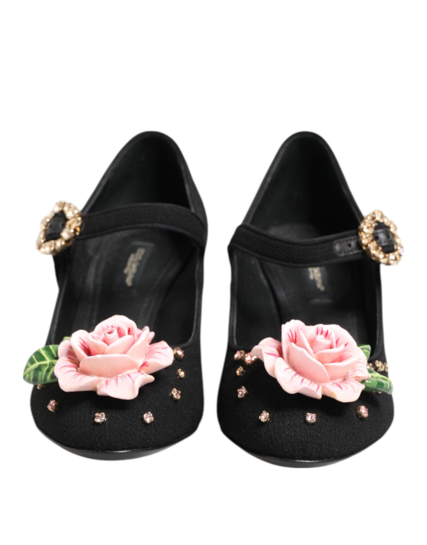 Dolce & Gabbana Svarta Blommor Kristallutsmyckade Mary Jane-skor