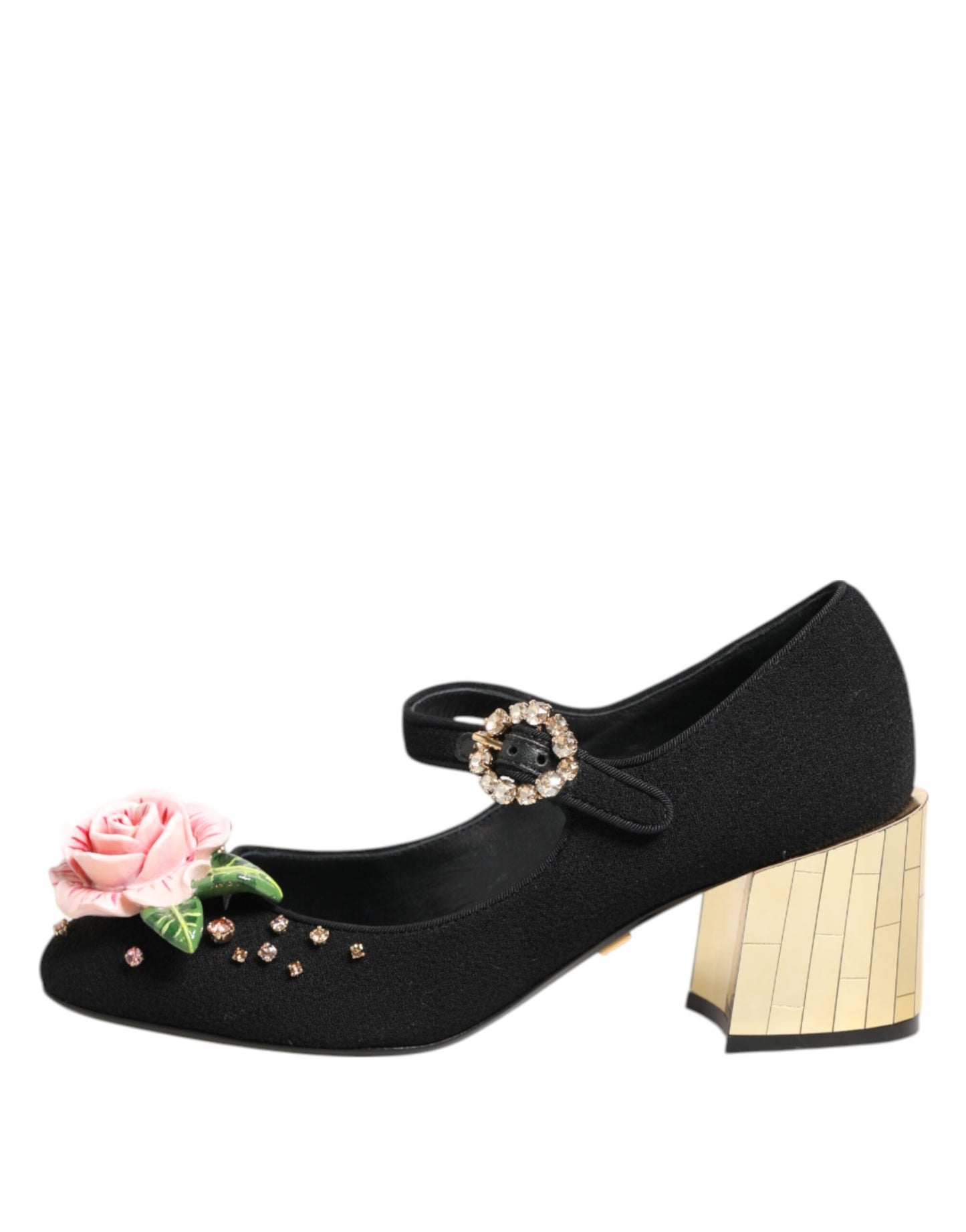 Dolce & Gabbana Svarta Blommor Kristallutsmyckade Mary Jane-skor