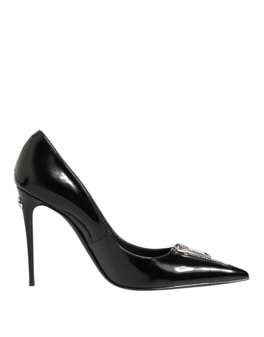 Dolce & Gabbana Svarta Lackskinnsskor Med Dragkedja Och Klackar Pumps