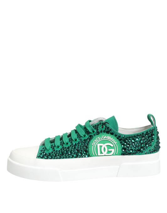 Dolce & Gabbana Grønne Portofino Krystall DG Logo Sneakers Sko