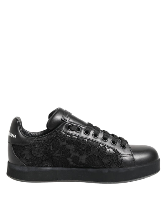 Dolce & Gabbana svarte blomstermønster med lave sneakers