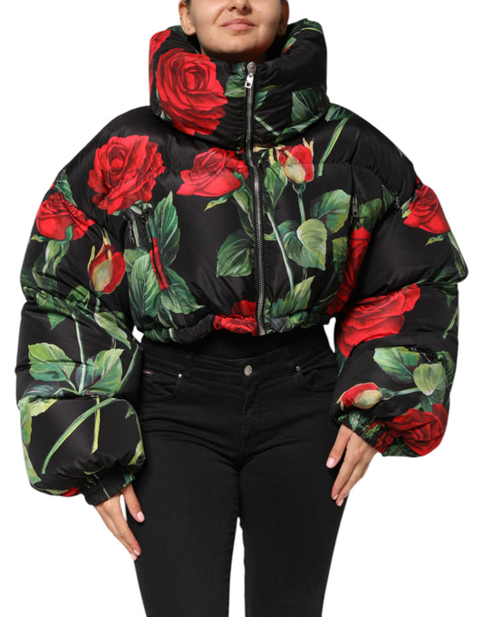 Dolce & Gabbana Multicolor Floral Puffer Coat Full Zip Jacket