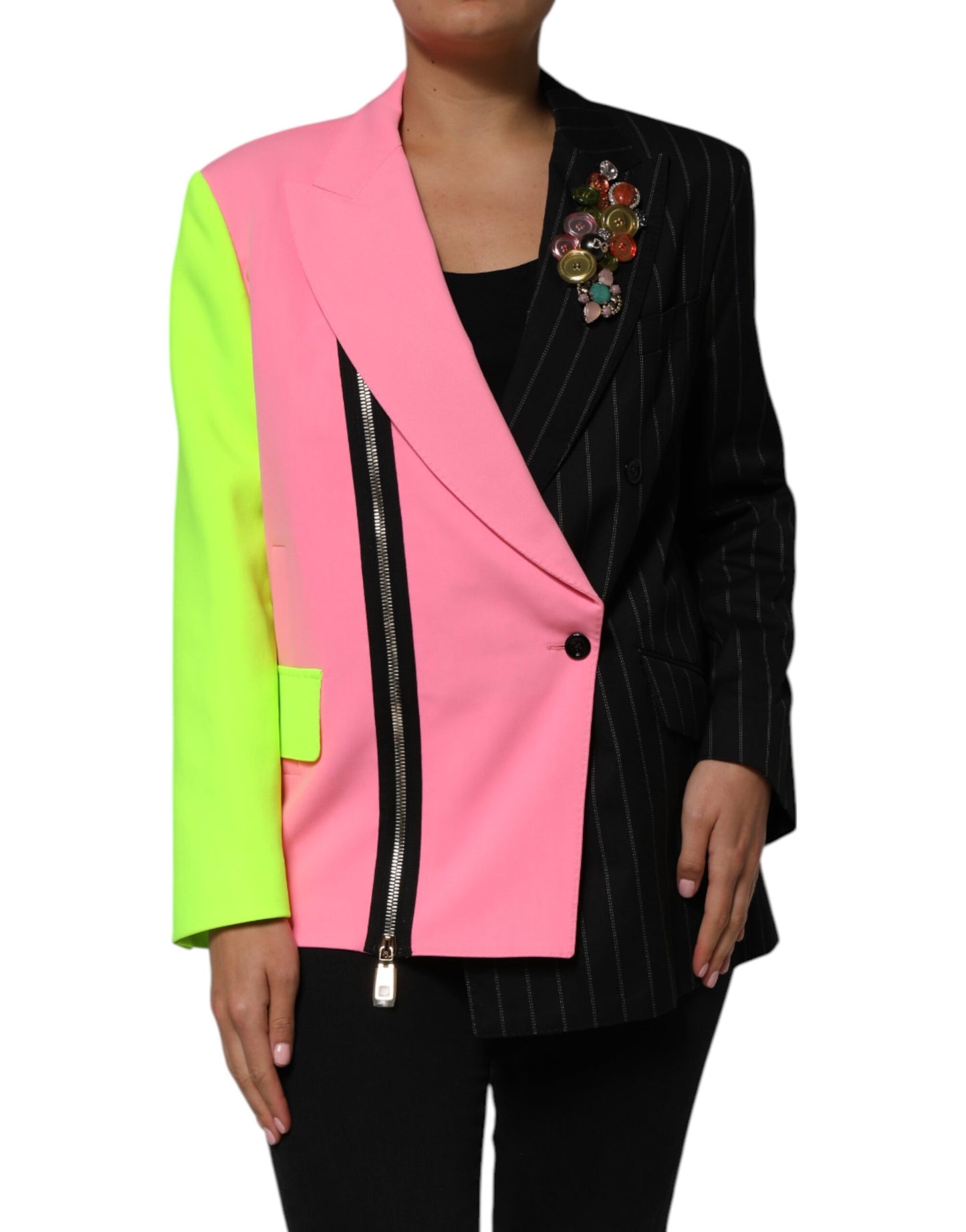 Dolce & Gabbana Flerfärgad Patchwork Utsmyckad Kappa Jacka