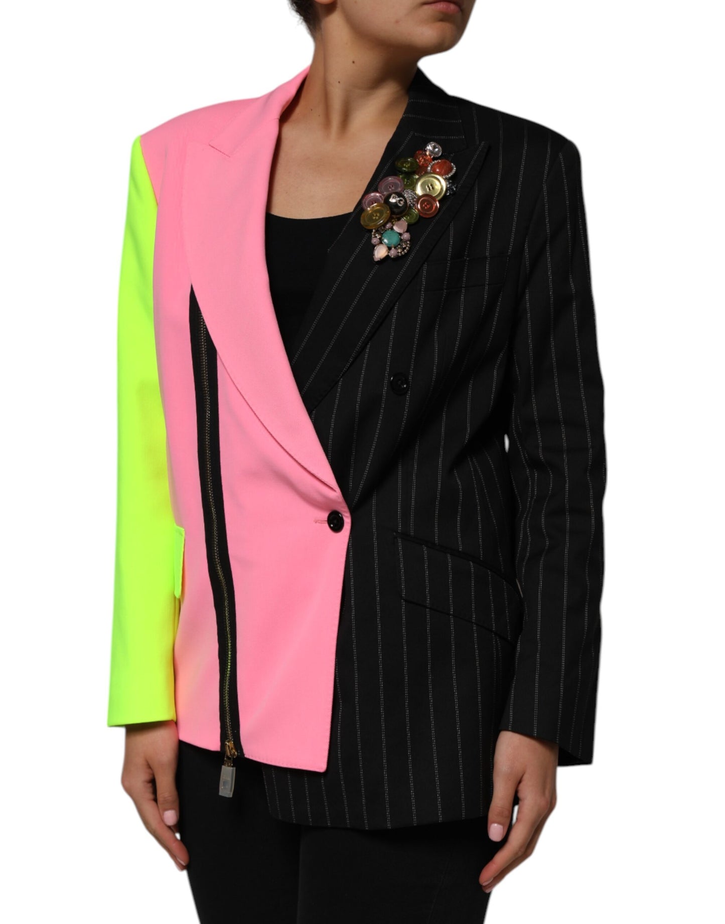 Dolce & Gabbana Flerfärgad Patchwork Utsmyckad Kappa Jacka