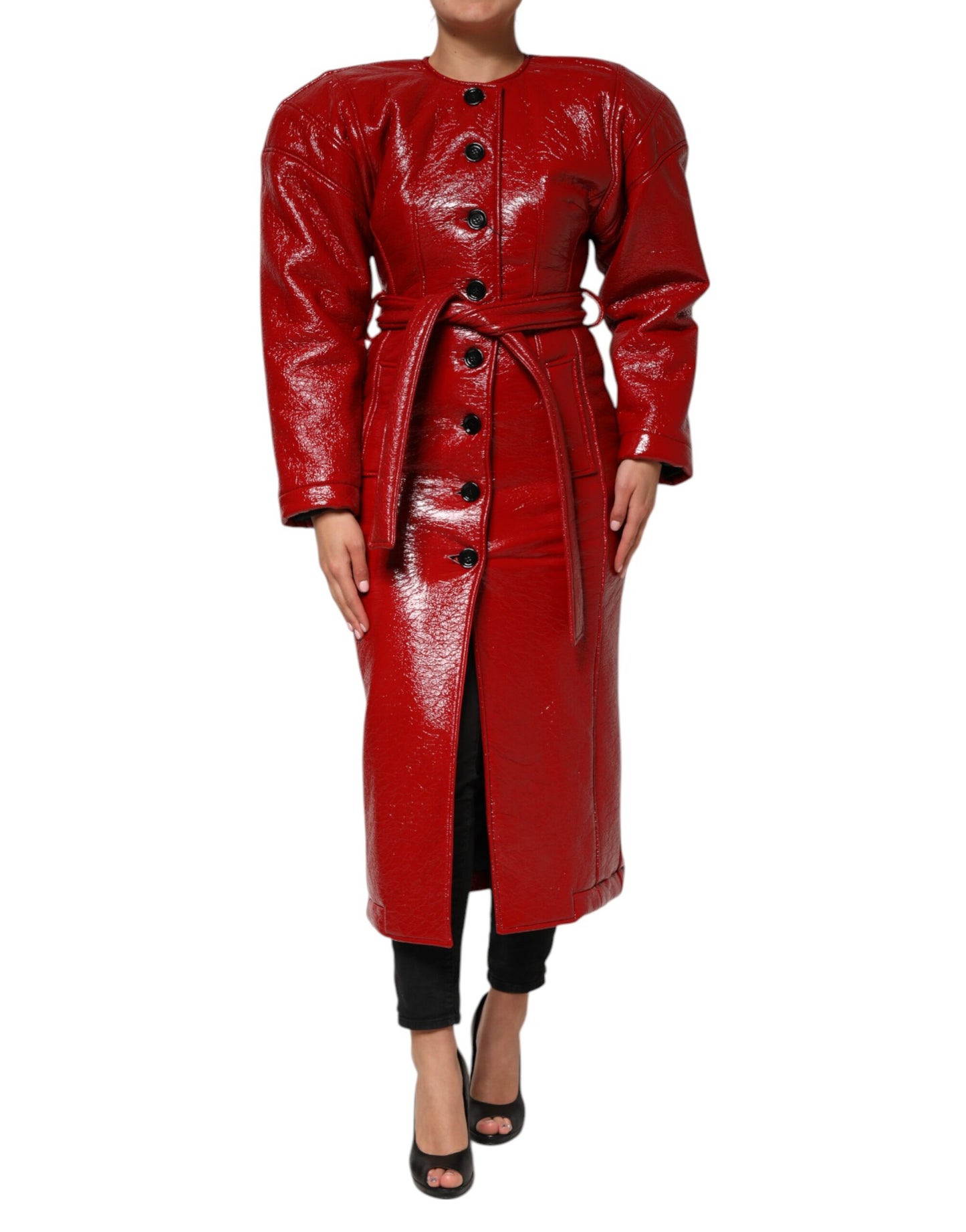 Dolce & Gabbana Röd Ull Enkelknäppt Trenchcoatjacka