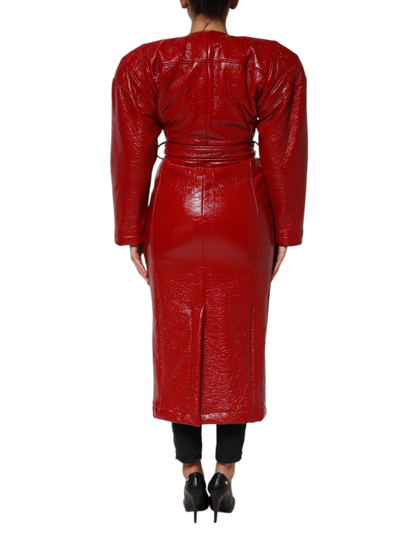 Dolce & Gabbana Röd Ull Enkelknäppt Trenchcoatjacka