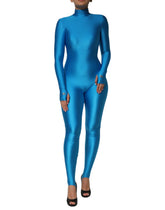 Dolce & Gabbana Blue Nylon Turtleneck Bodycon Jumpsuit Dress