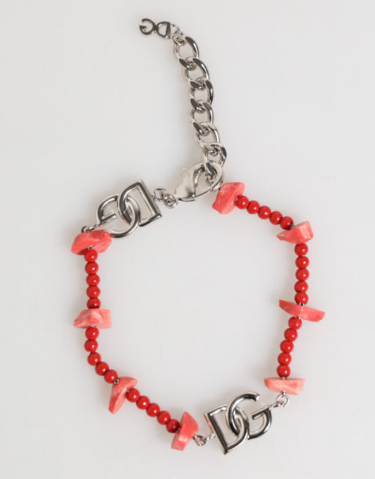 Dolce & Gabbana Silverfärgad Mässingspärlhalsband med DG-logotyp och Kedja för Herrar