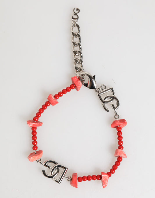 Dolce & Gabbana Silverfärgad Mässingspärlhalsband med DG-logotyp och Kedja för Herrar