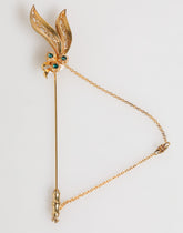 Dolce & Gabbana Guldfärgad 925 Sterlingsilver Kristallkedja Brosch