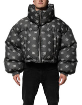 Dolce & Gabbana Black DG Monogram Full Zip Puffer Men Jacket