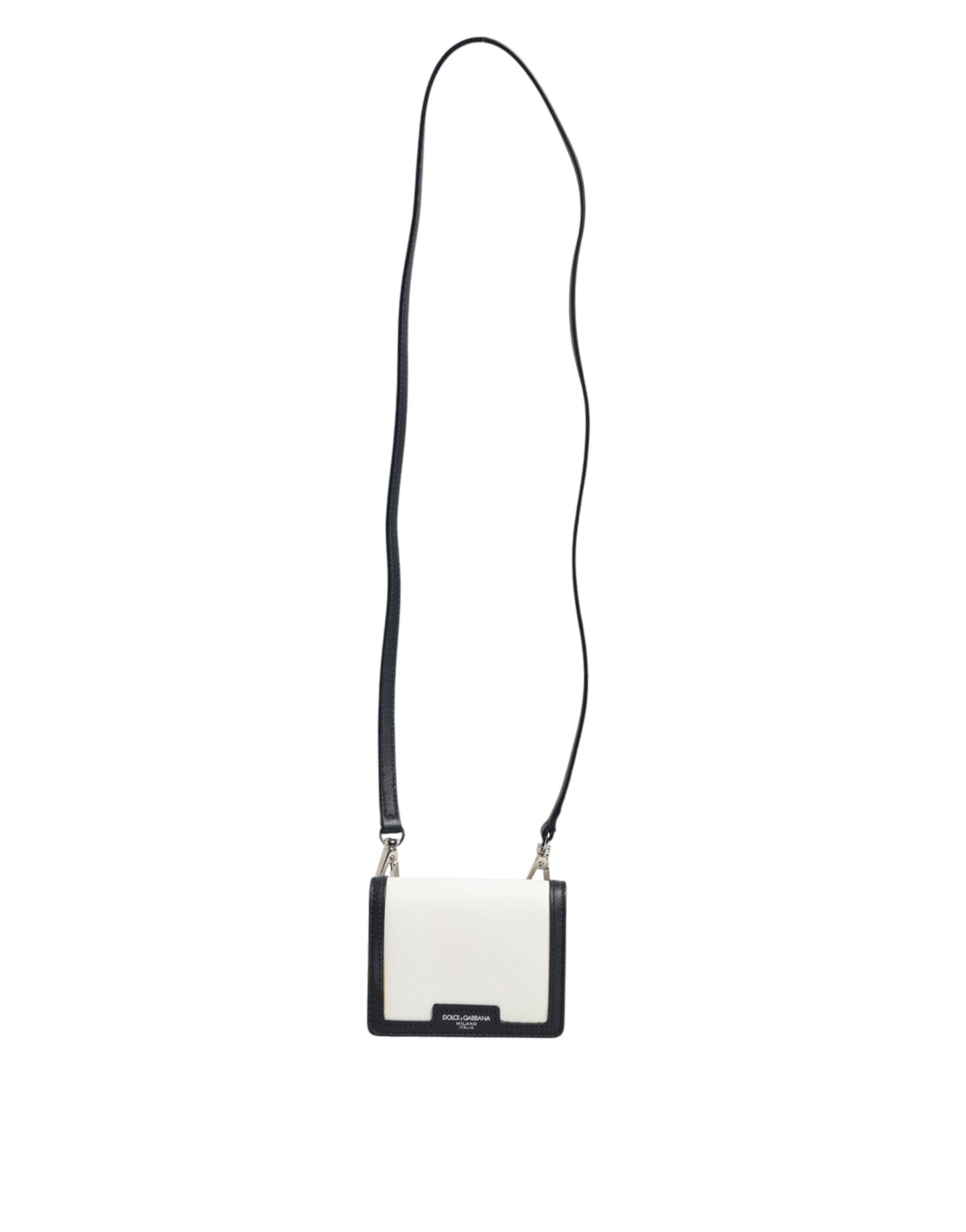 Dolce & Gabbana Beige Svart Skinn Kortholder Skulderveske Herre