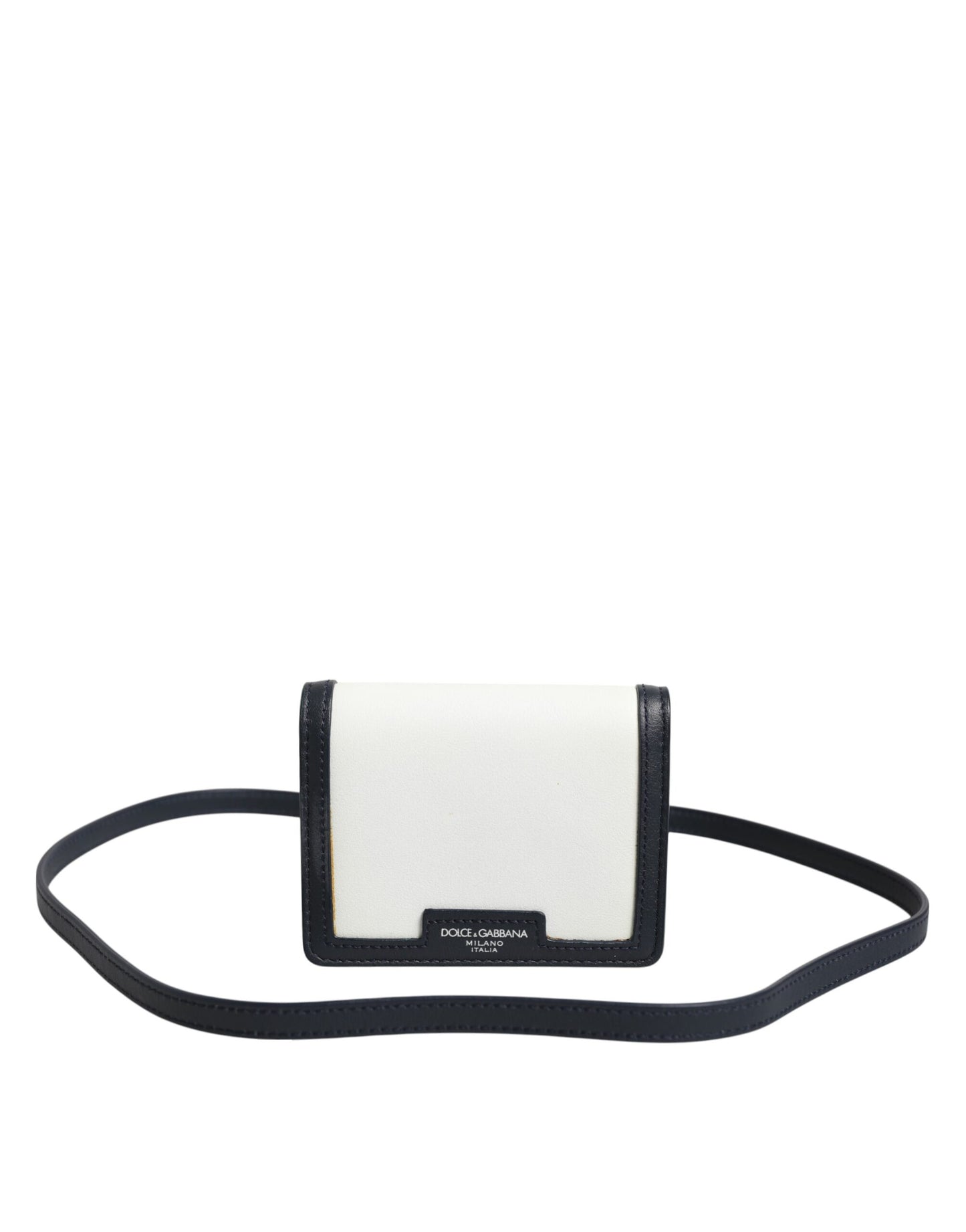 Dolce & Gabbana Beige Svart Skinn Kortholder Skulderveske Herre