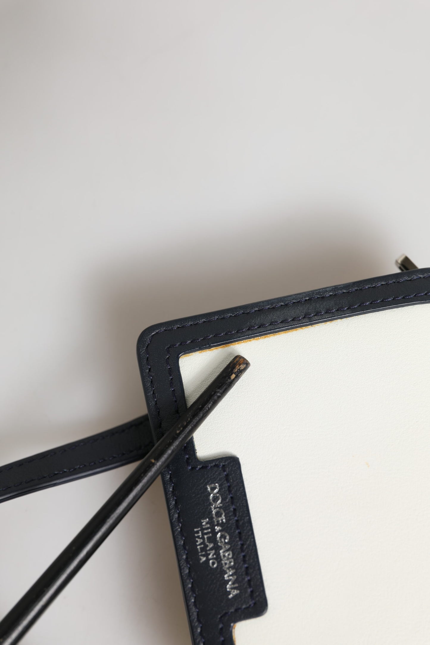 Dolce & Gabbana Beige Svart Skinn Kortholder Skulderveske Herre