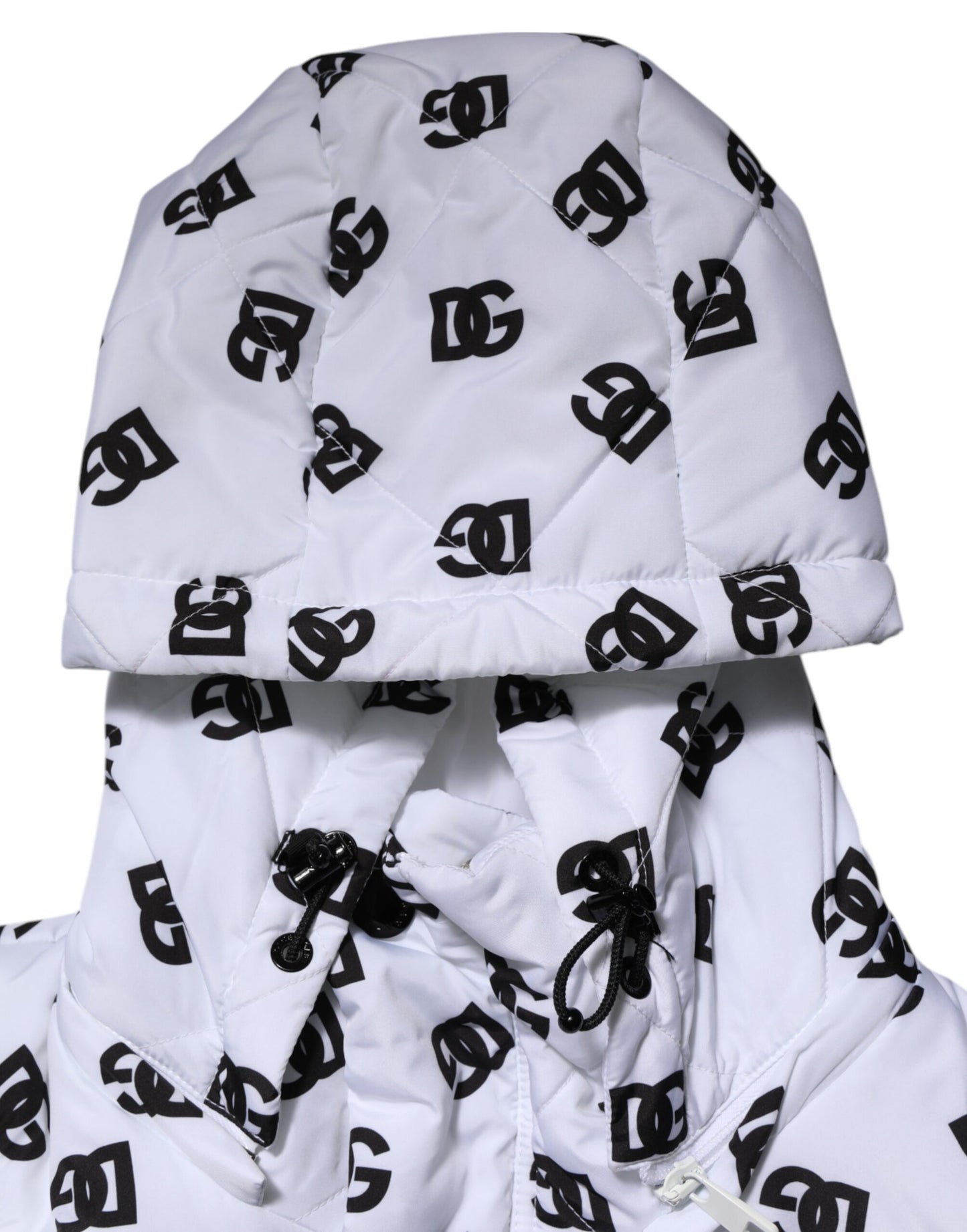 Dolce & Gabbana Hvit DG Monogram Hettejakke med Vattert