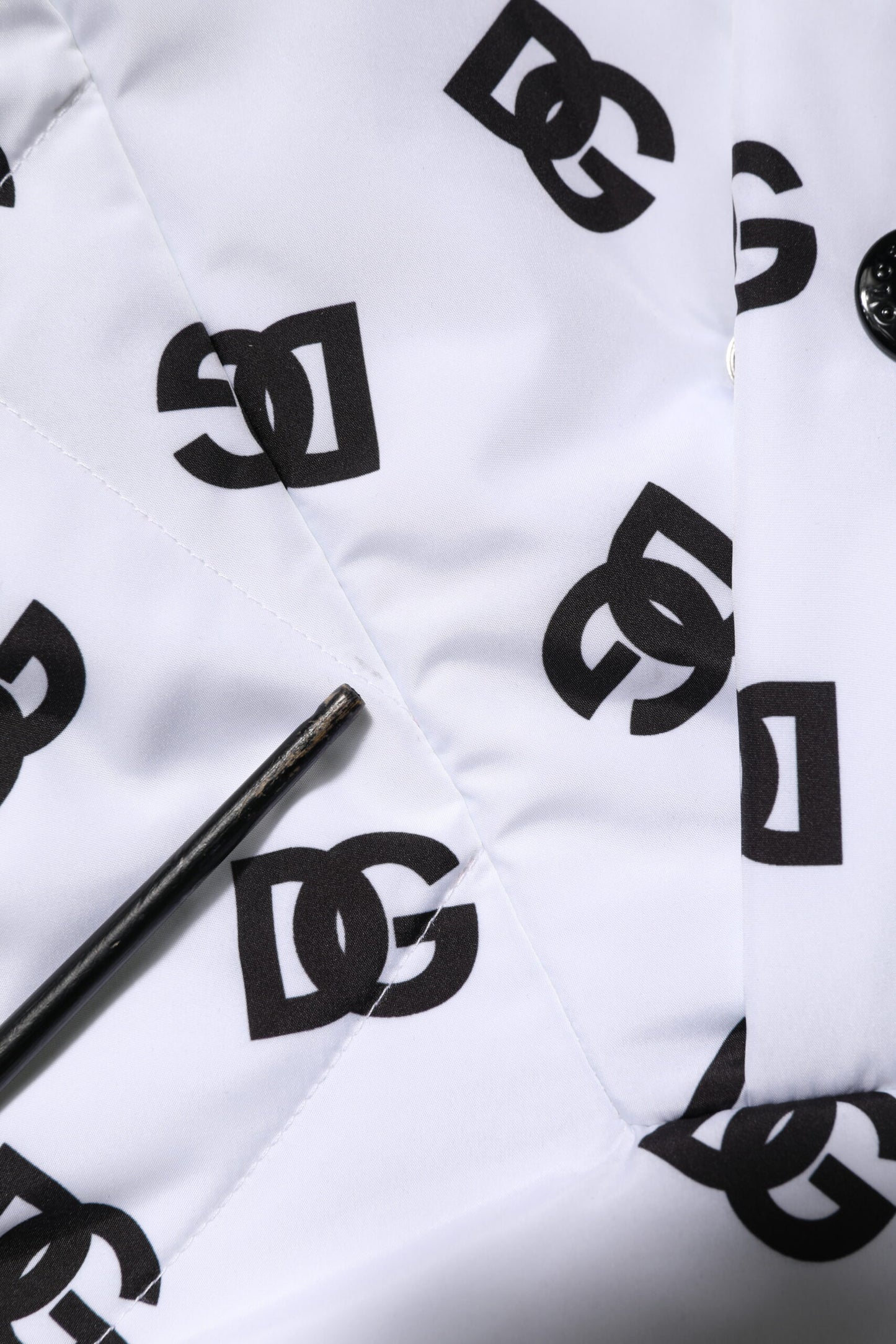 Dolce & Gabbana Hvit DG Monogram Hettejakke med Vattert