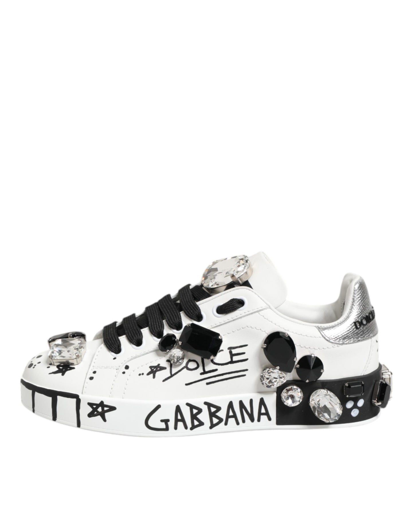 Dolce & Gabbana Hvite Portofino Krystall Sneakers Sko