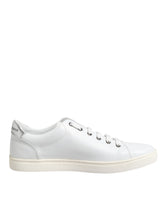 Dolce & Gabbana White Crown Bee Leather Low Top Sneakers Shoes