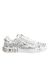 Dolce & Gabbana White Portofino Studded Men Sneakers Shoes