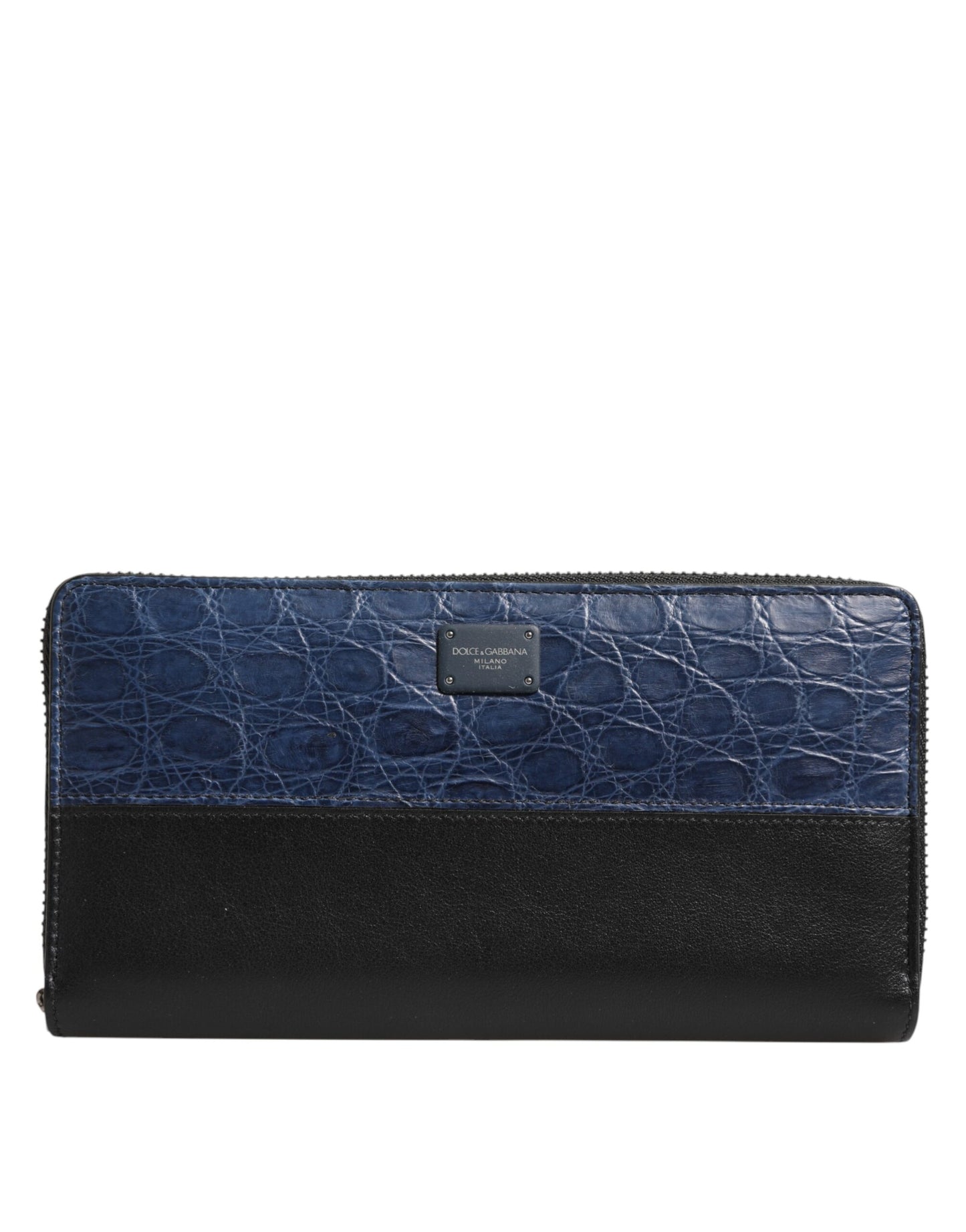 Dolce & Gabbana svart blå eksotisk skinn herre kontinental clutch-lommebok