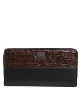 Dolce & Gabbana Black Brown Exotic Leather Men Continental Clutch Wallet