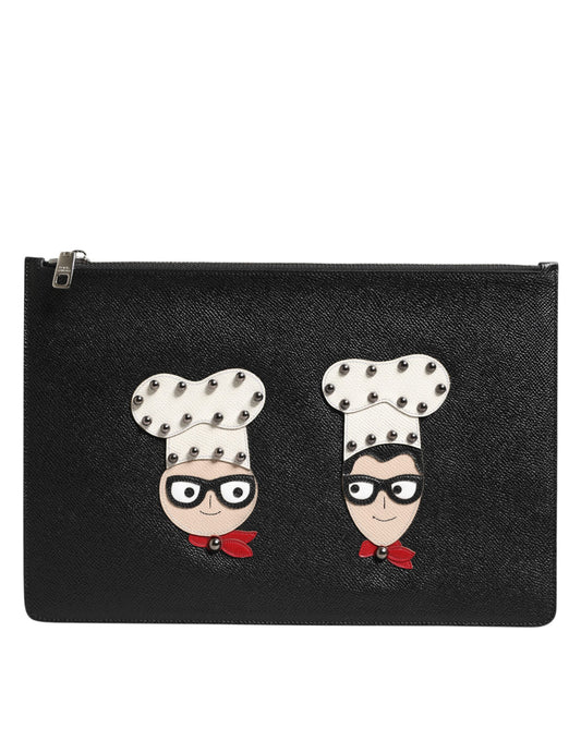 Dolce & Gabbana svart skinn #DGFAMILY utsmykket clutch-veske til menn