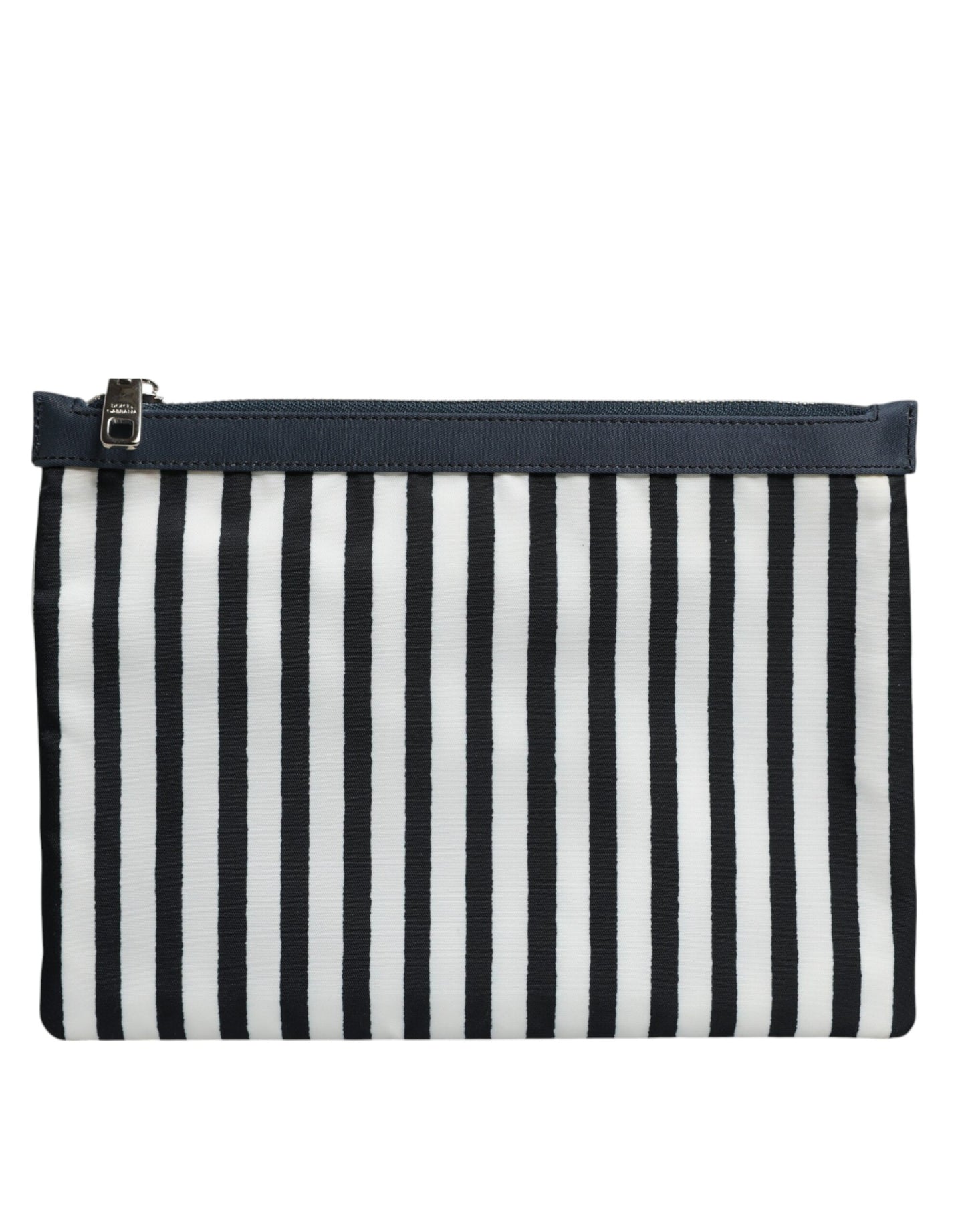 Dolce & Gabbana svart-hvit stripete clutch-veske med logoplakett