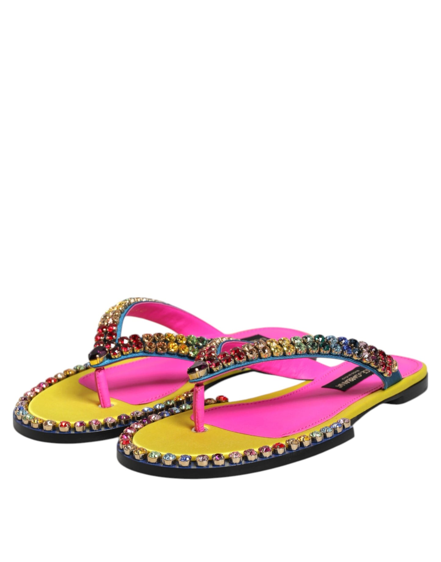 Dolce & Gabbana Flerfärgade Strass Flip Flop Platta Sandaler Skor
