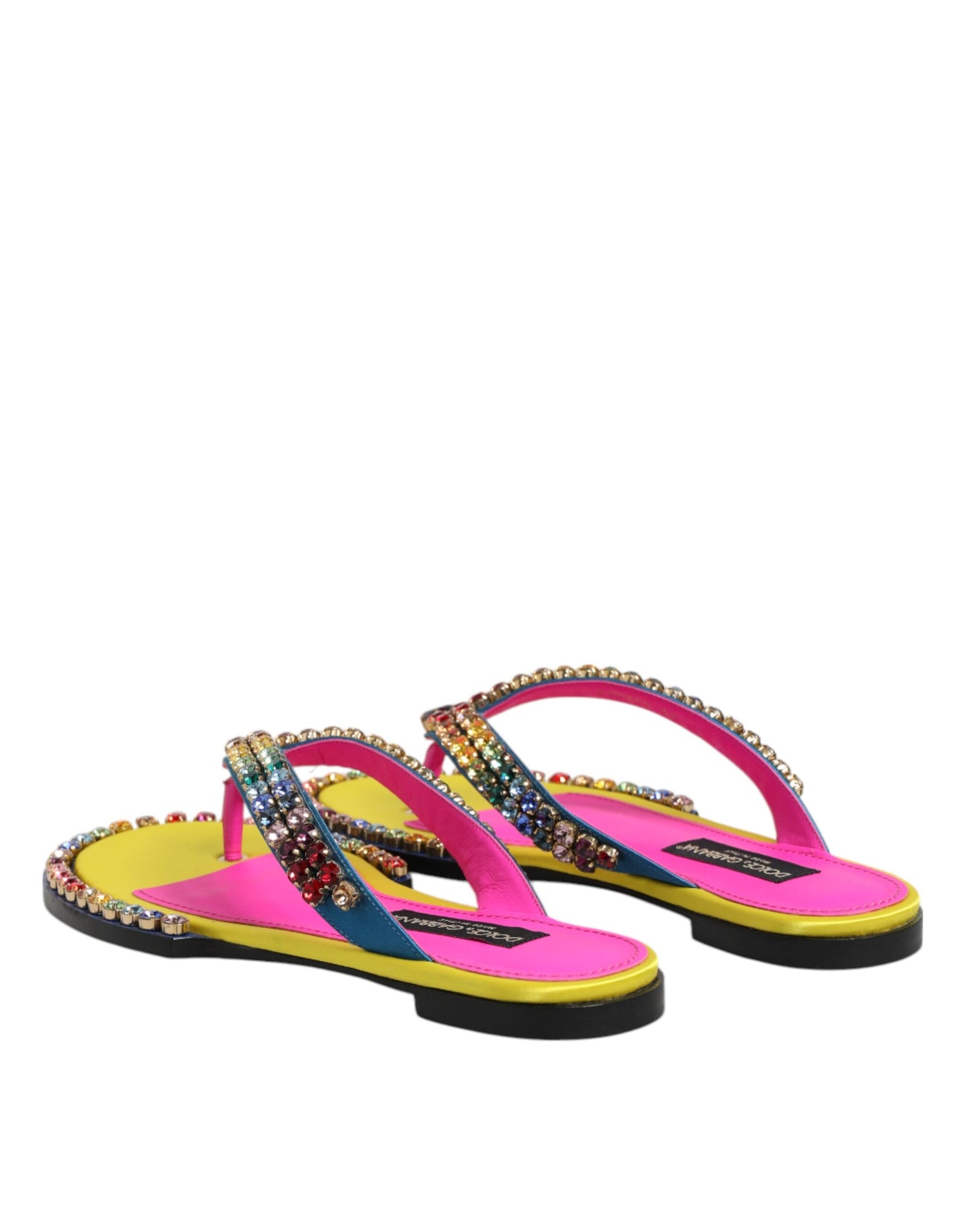 Dolce & Gabbana Flerfärgade Strass Flip Flop Platta Sandaler Skor