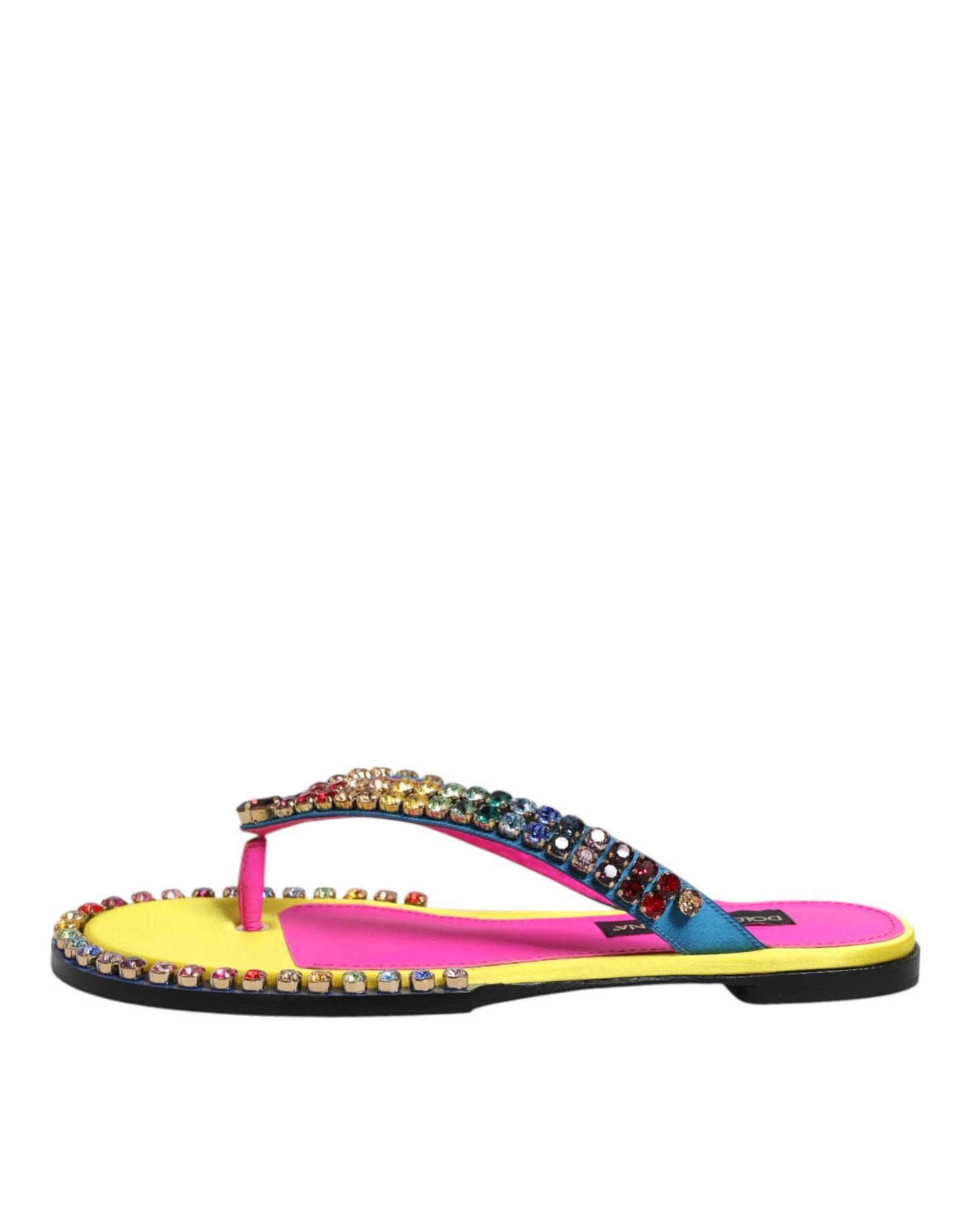 Dolce & Gabbana Flerfärgade Strass Flip Flop Platta Sandaler Skor