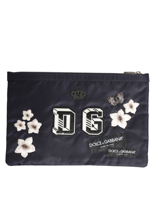 Dolce & Gabbana Blå DG Logo Patch Prydet Veske Clutch Herre Veske