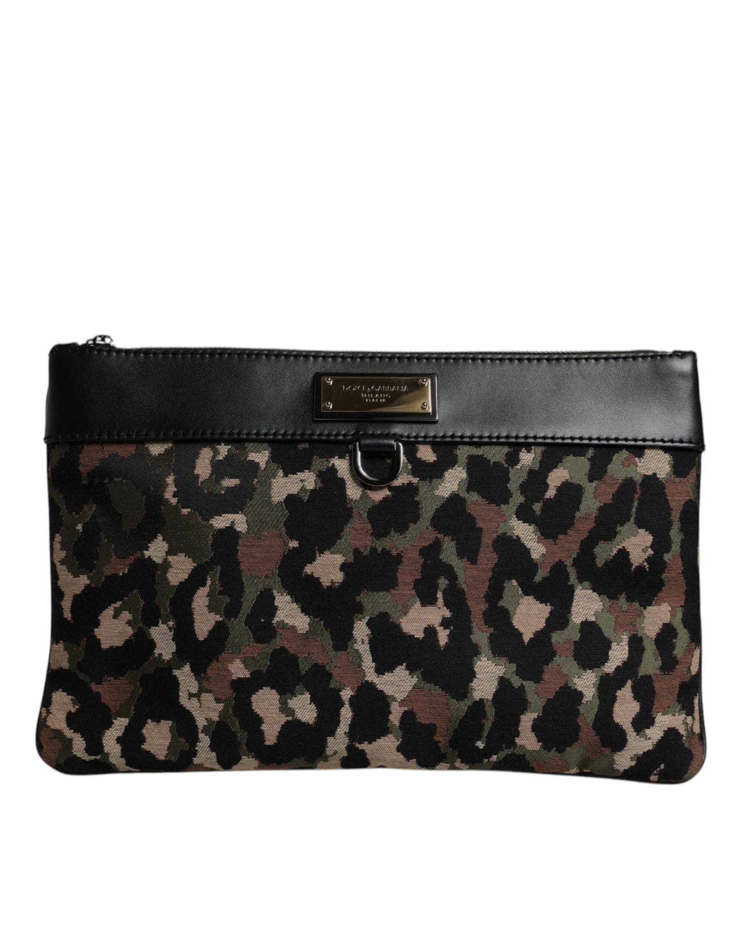 Dolce & Gabbana Flerfarget Leopardprint Jacquard Logo Plakett Veske