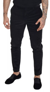 Dolce & Gabbana Black Stretch Cotton Slim Trousers Chino Pants