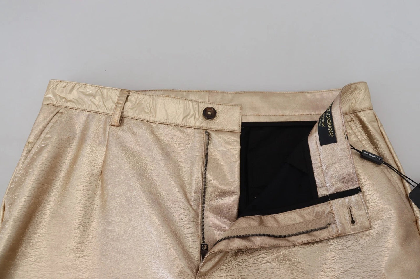 Dolce & Gabbana Metallic Gold Polyester Rette Buksebukser