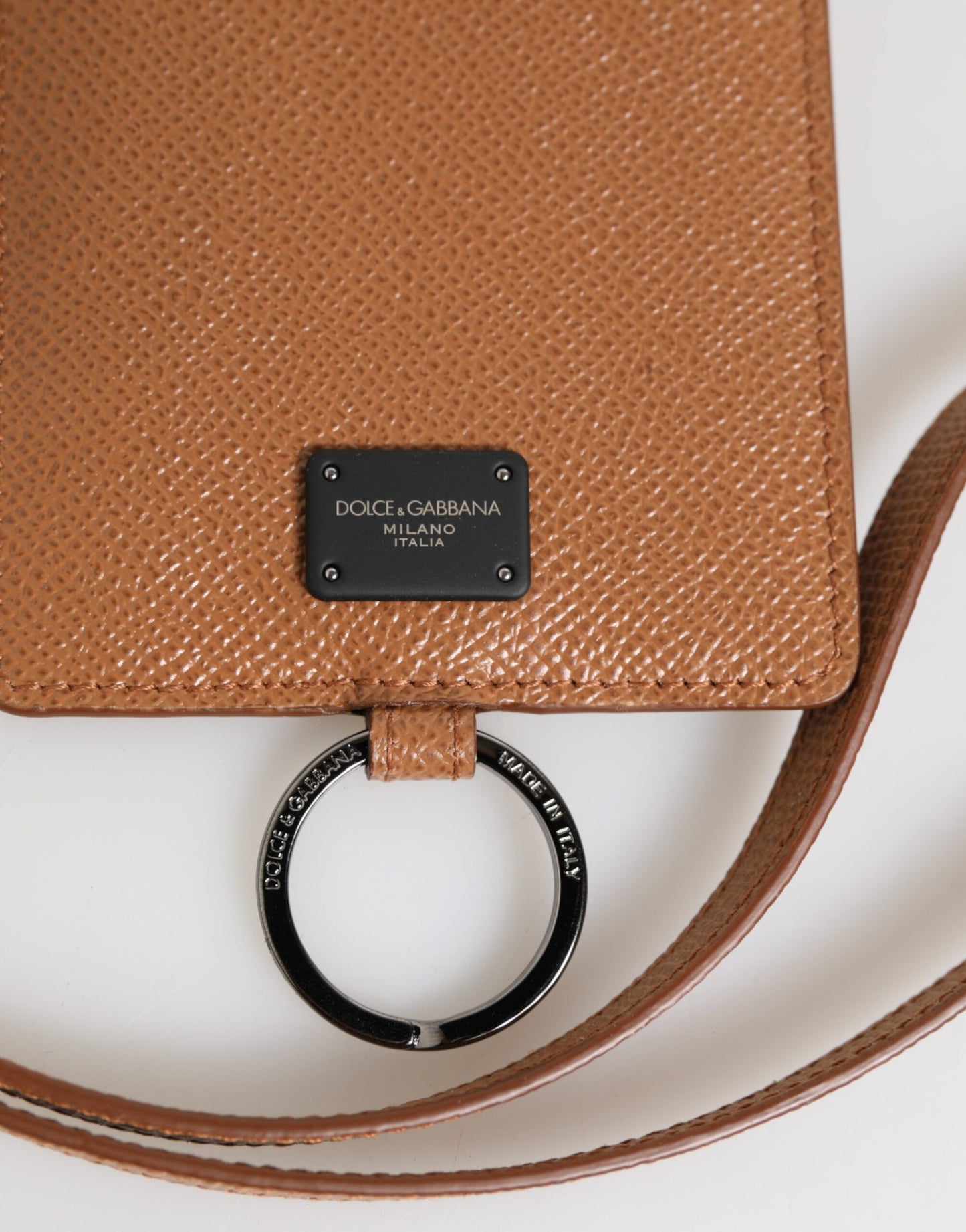 Dolce & Gabbana mørkebrun skinnlommebok med logo og kortholder