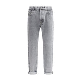 Brunello Cucinelli Gray Cotton Straight-Leg Jeans